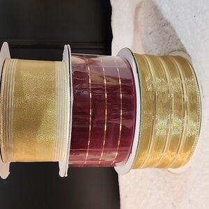 3 Rolls Holiday Kirkland Wire-edged Ribbon 138 yds approx total